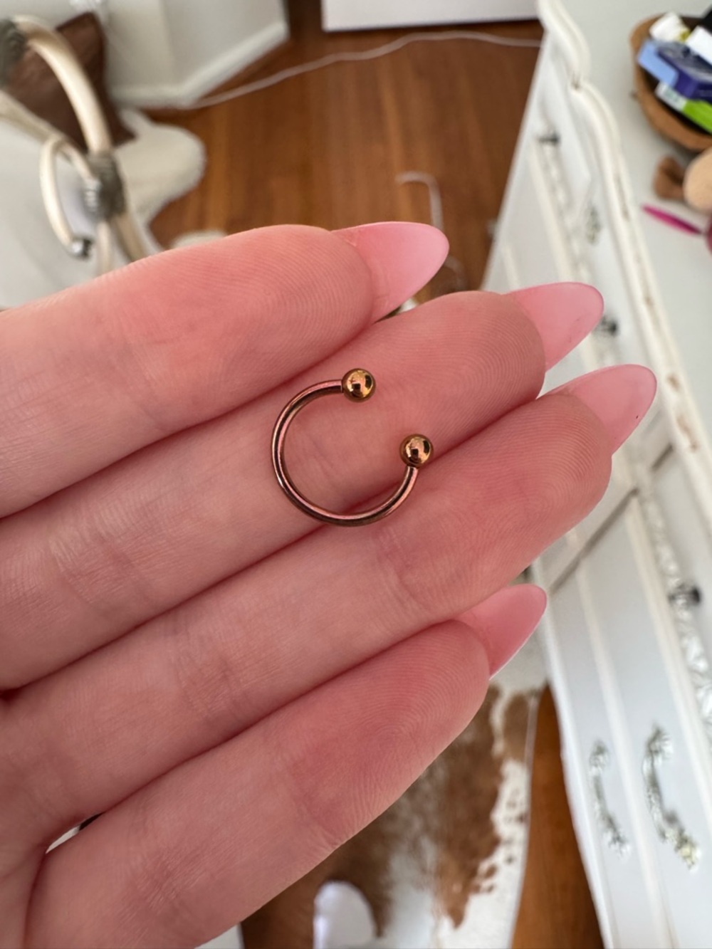 Rose Gold-Tone Open Hoop Cuff Ring Titanium